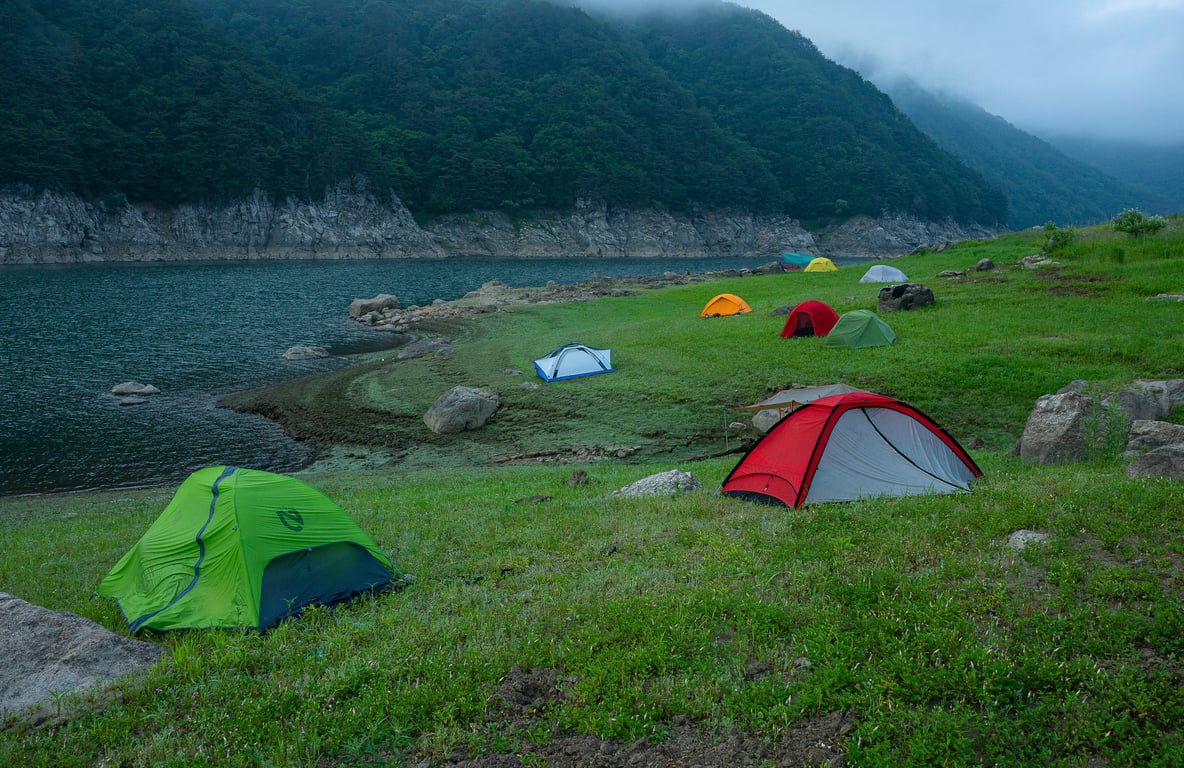 camping tent setup