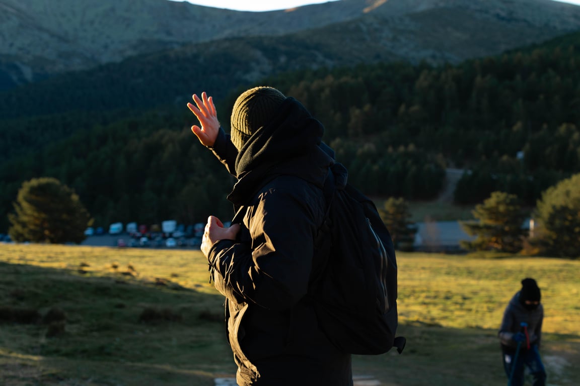 hiker in waterproof jacket