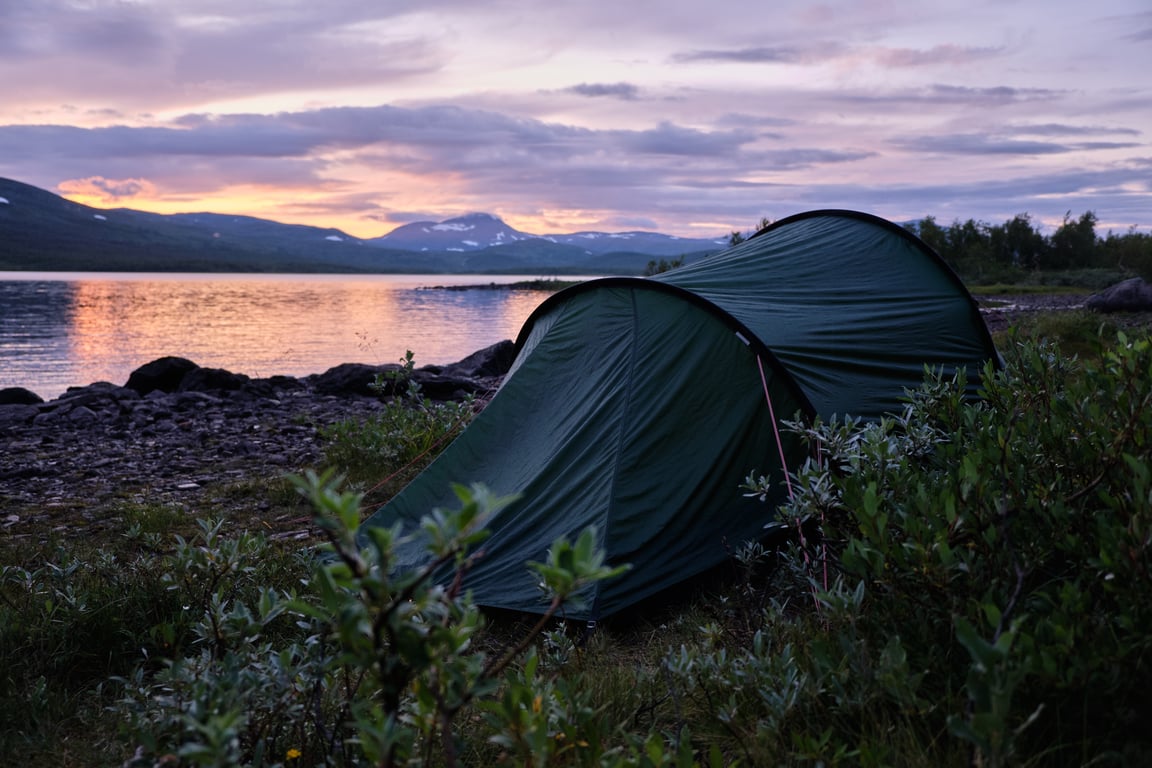 family camping tent setup