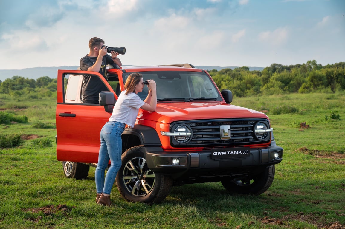 SUV towing travel trailer