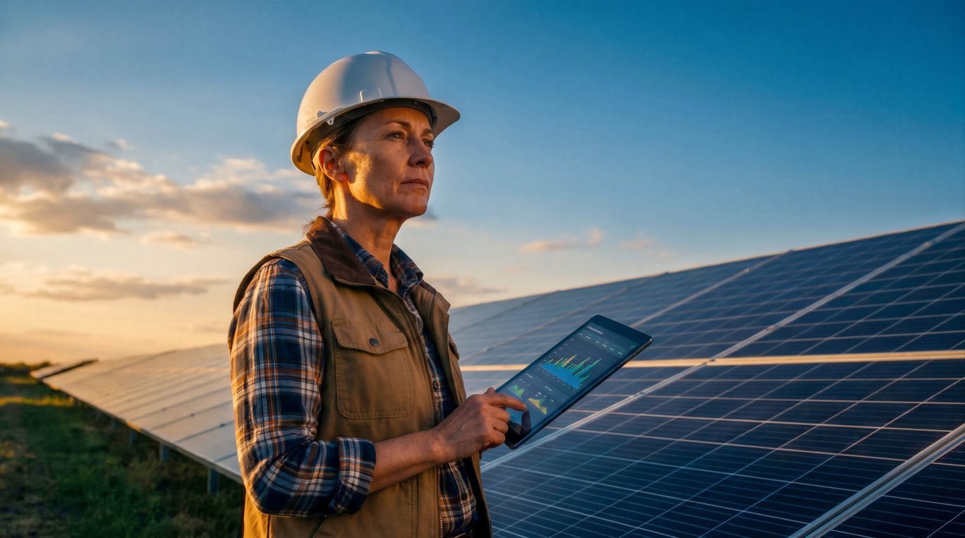 rooftop solar panel technician