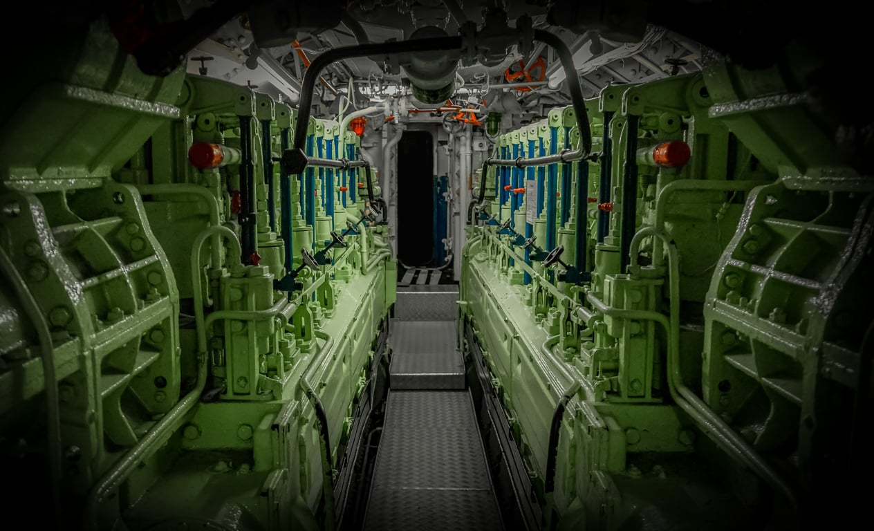Caterpillar marine diesel engine room