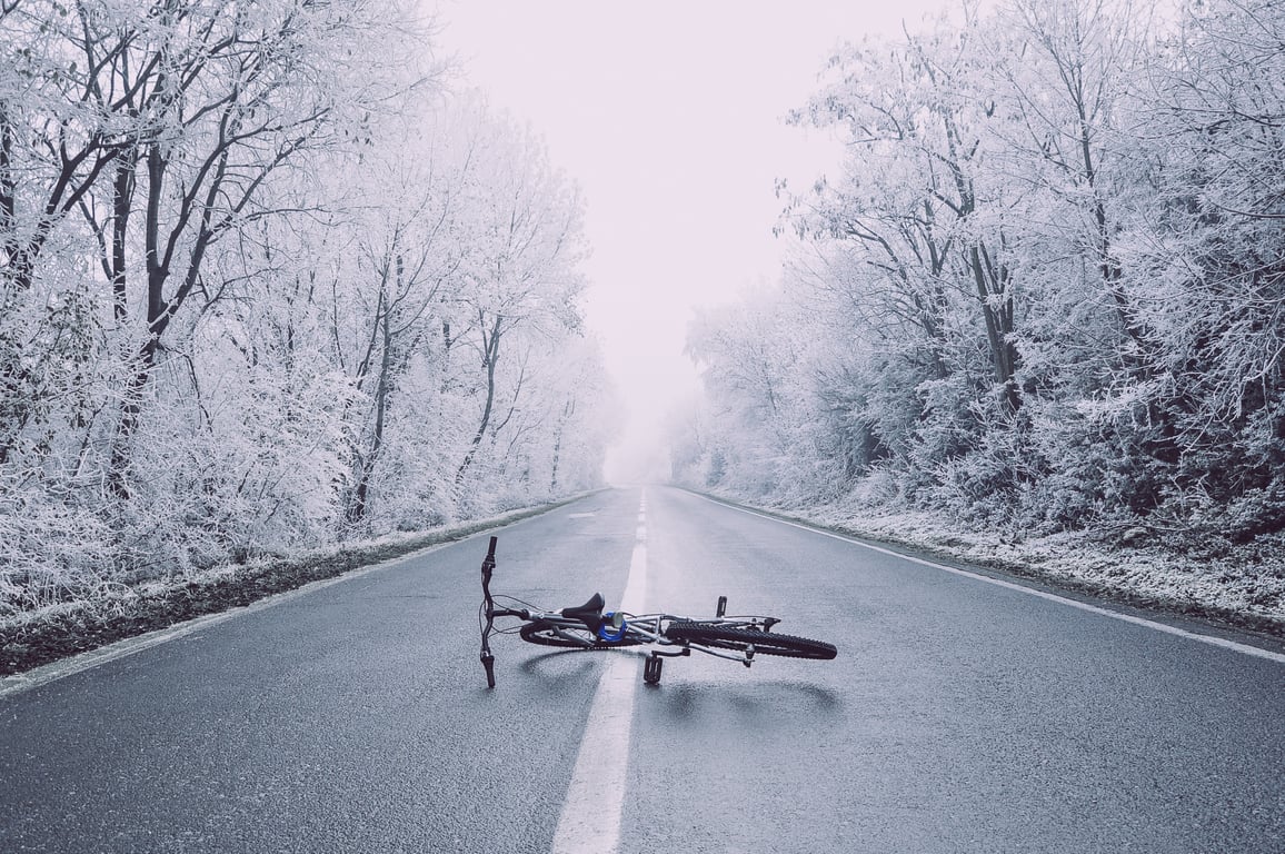 winter tires on snowy road