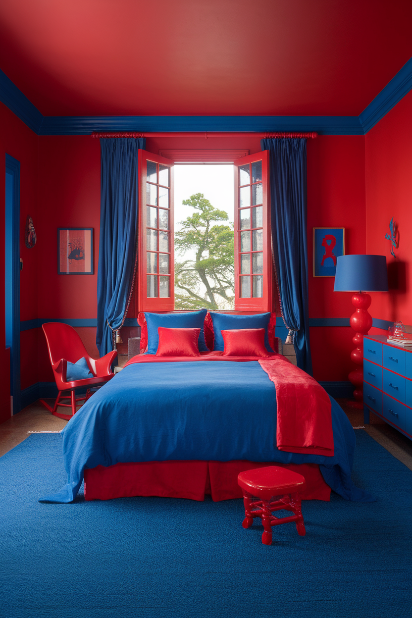 20 Striking Red and Blue Bedroom Ideas That'll Transform Your Space
