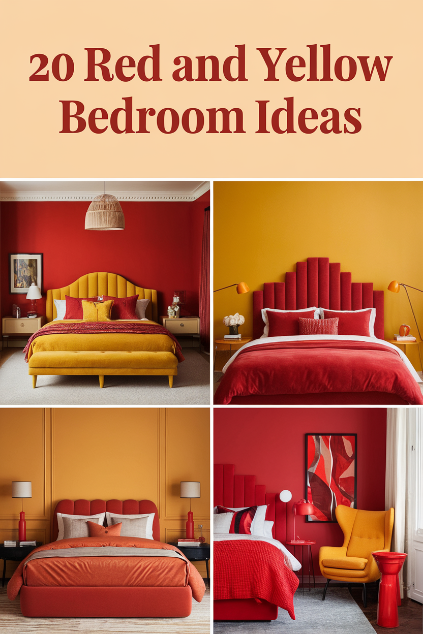 20 Red and Yellow Bedroom Ideas