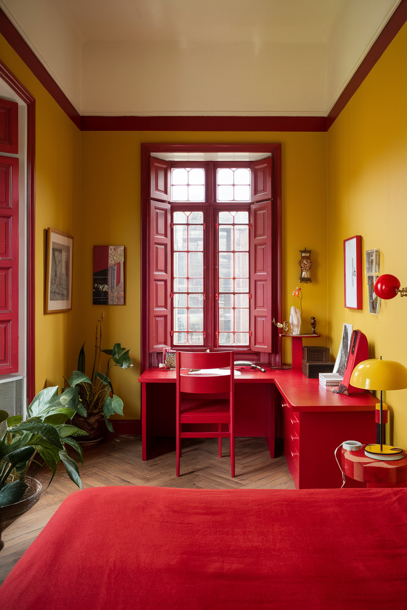 20 Red and Yellow Bedroom Ideas
