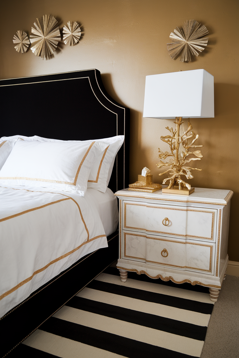 25 Stunning Black, White, and Gold Bedroom Ideas to Transform Your Space