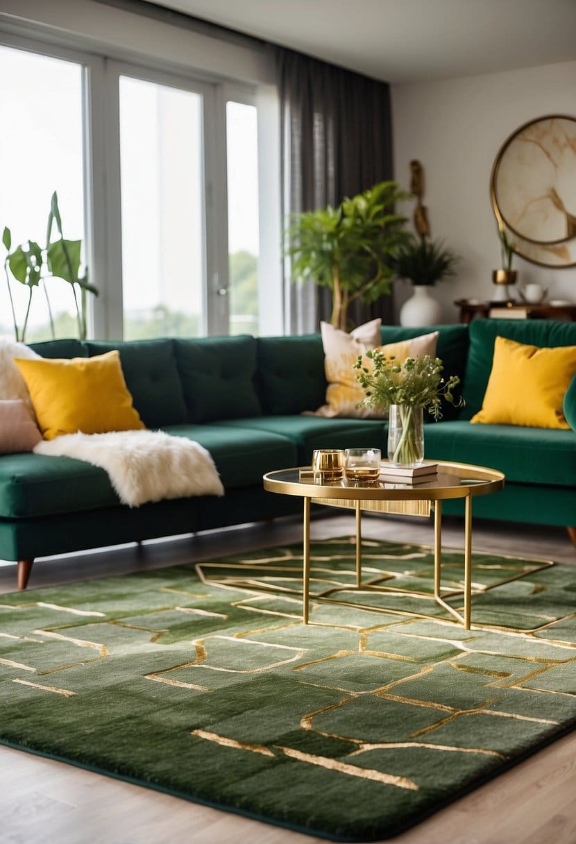 27 Stunning Green and Gold Living Room Combinations