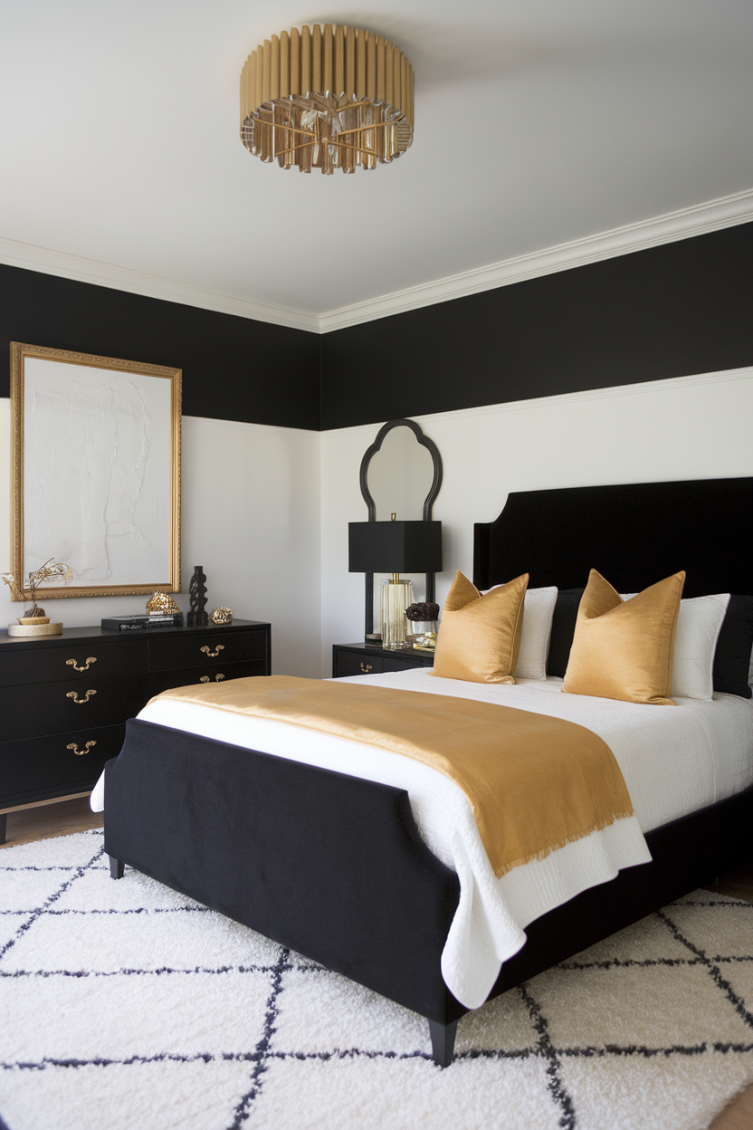 25 Stunning Black, White, and Gold Bedroom Ideas to Transform Your Space