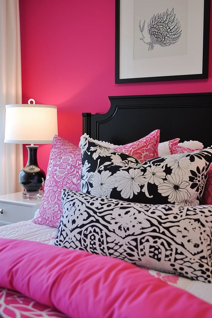 25 Edgy and Chic Pink and Black Bedroom Ideas