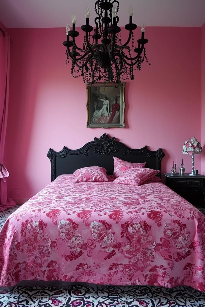 25 Edgy and Chic Pink and Black Bedroom Ideas