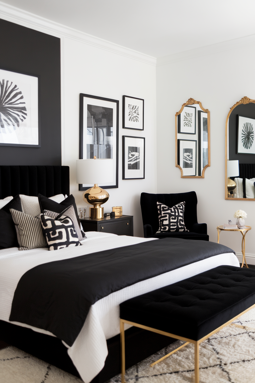 25 Stunning Black, White, and Gold Bedroom Ideas to Transform Your Space