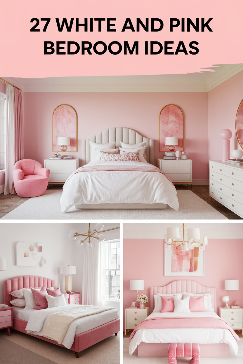 27 Dreamy White and Pink Bedroom Ideas You'll Fall in Love With