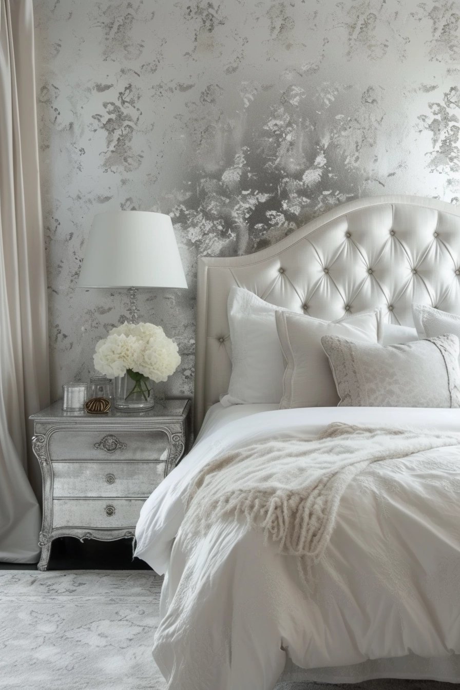 25 White and Silver Bedroom Ideas for a Soothing Space