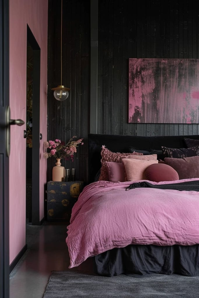 25 Edgy and Chic Pink and Black Bedroom Ideas