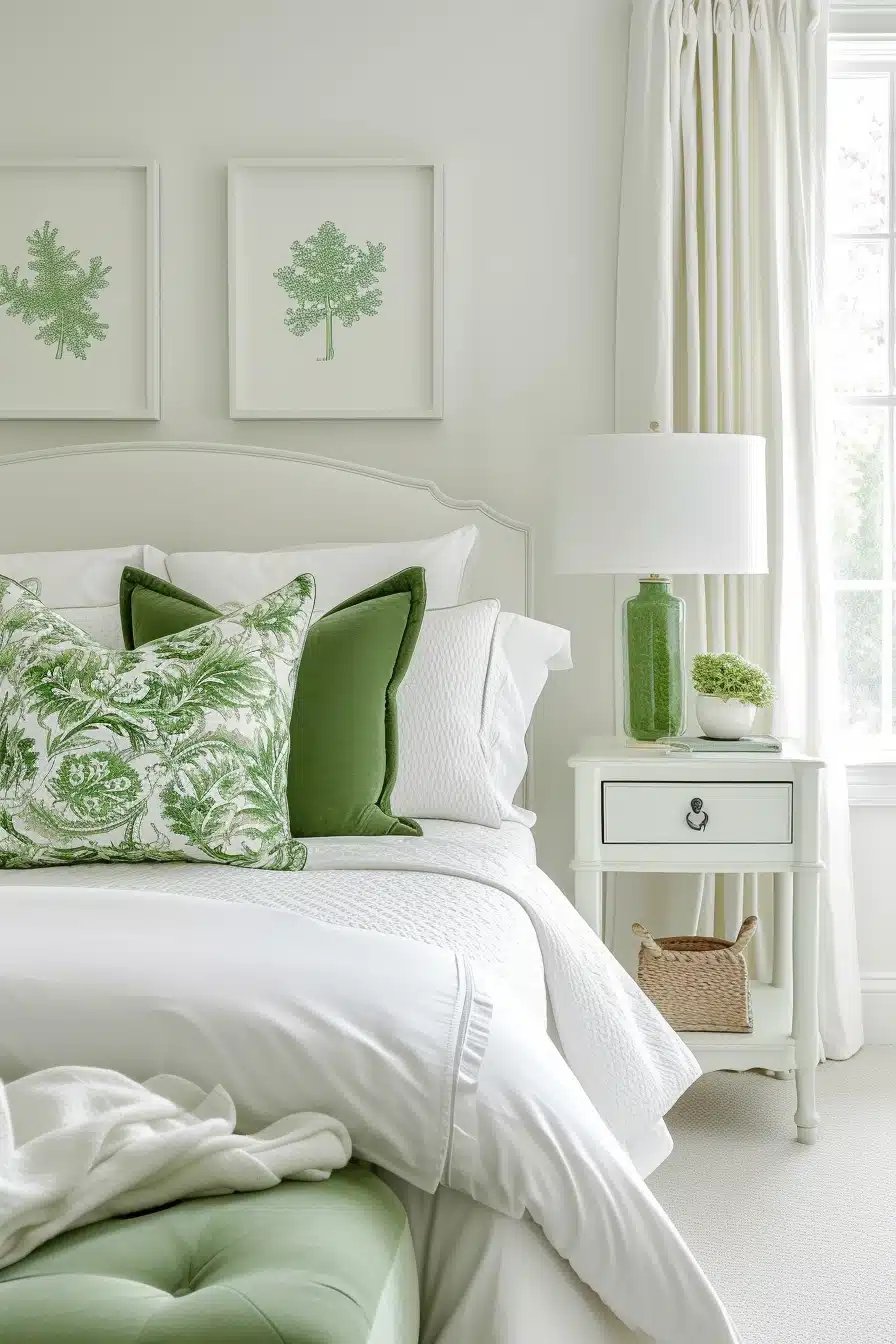 25 Refreshing Green and White Bedroom Ideas You'll Love