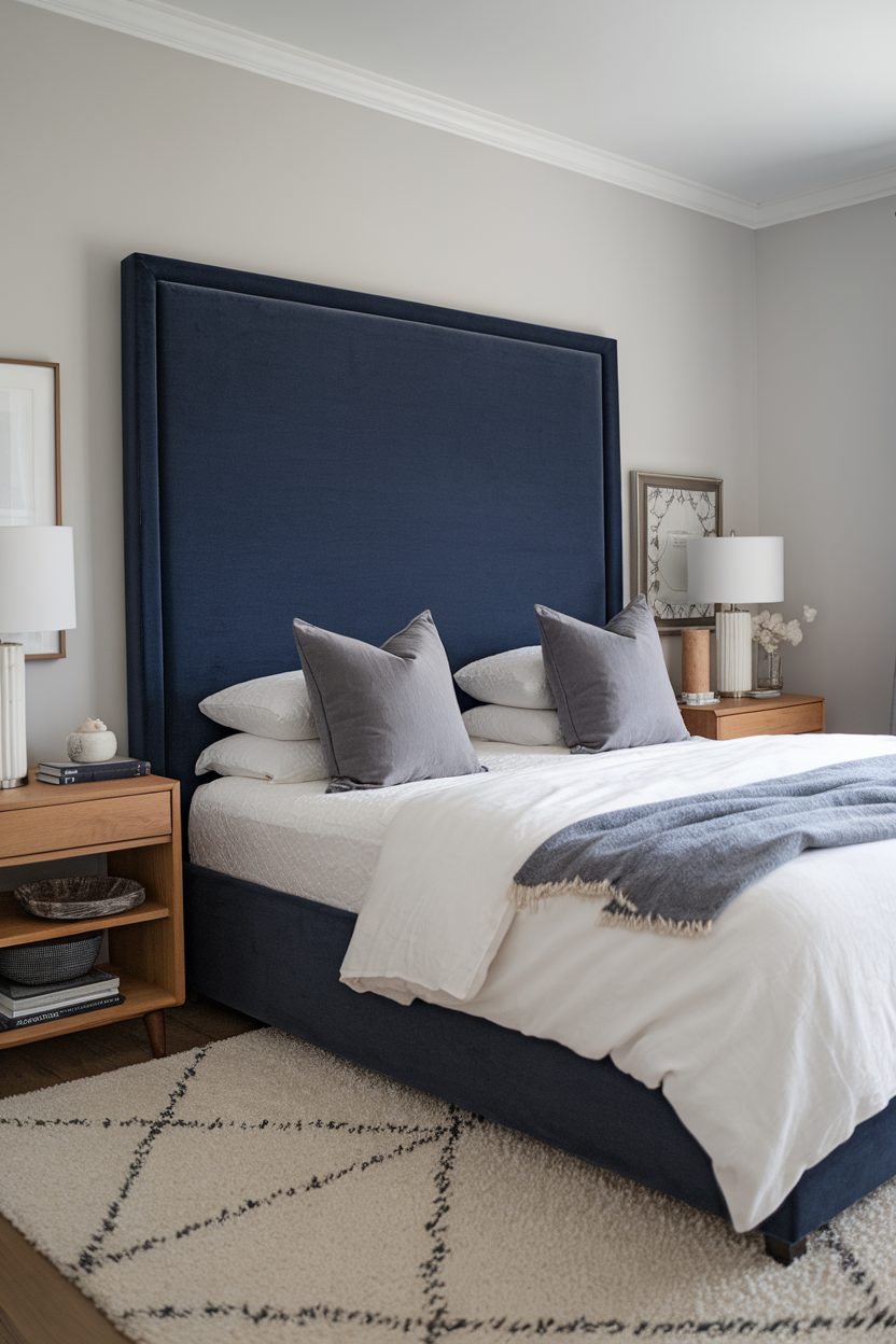 25 Dreamy Navy Blue and Grey Bedroom Ideas You'll Fall in Love With