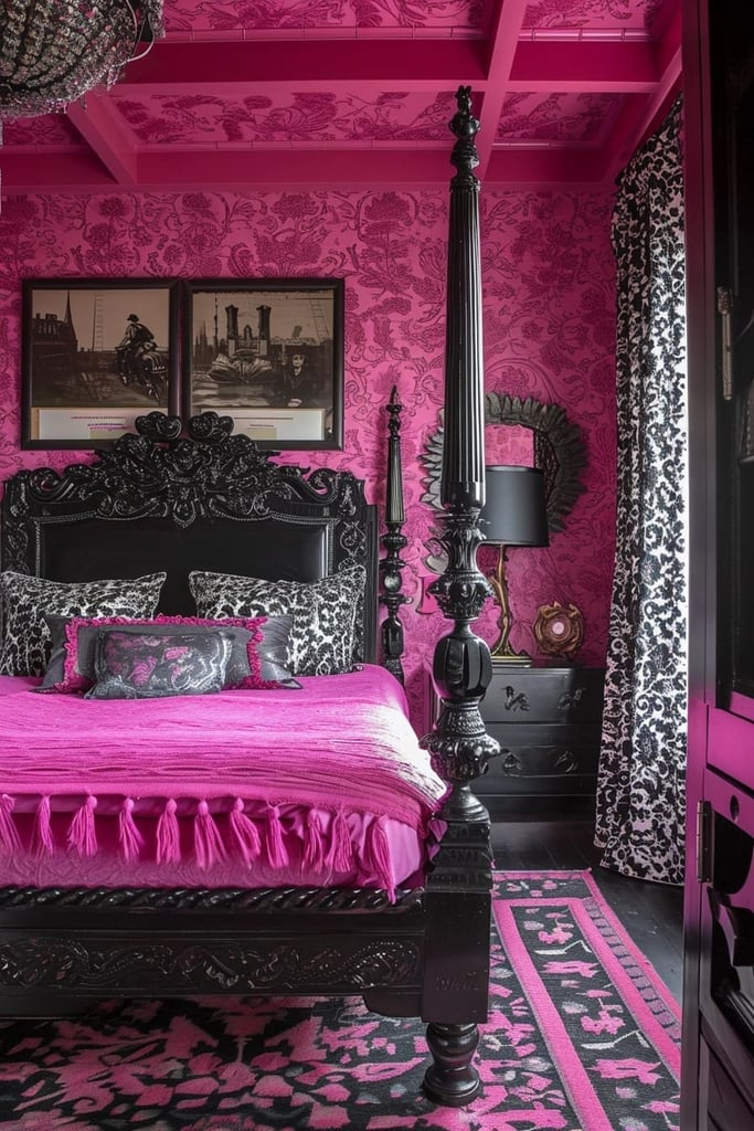 25 Edgy and Chic Pink and Black Bedroom Ideas
