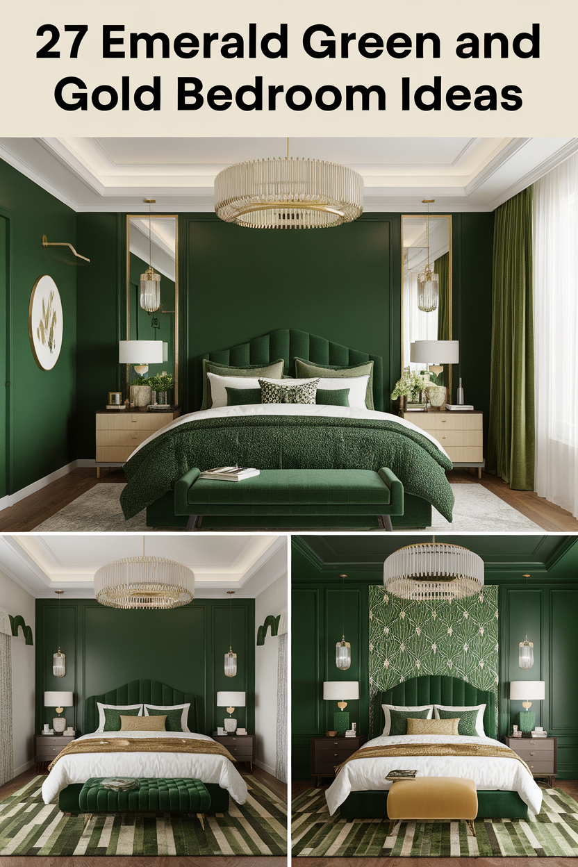 27 Luxurious Emerald Green and Gold Bedroom Ideas You'll Love