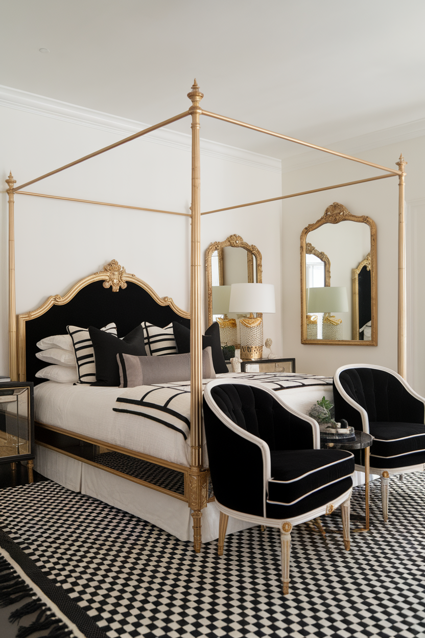 25 Stunning Black, White, and Gold Bedroom Ideas to Transform Your Space
