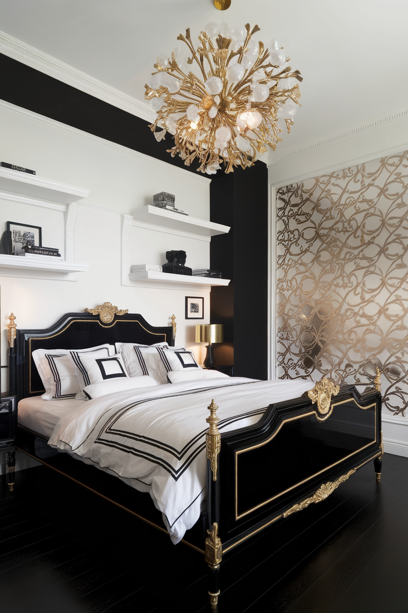 25 Stunning Black, White, and Gold Bedroom Ideas to Transform Your Space