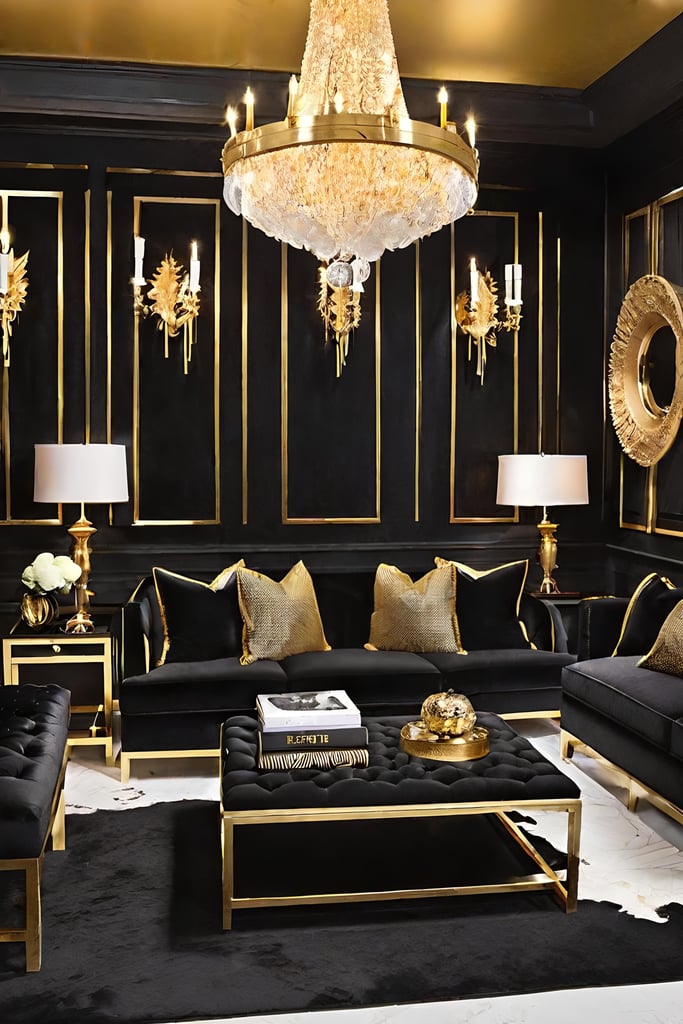 25 Black and Gold Living Room Ideas for Chic Decor