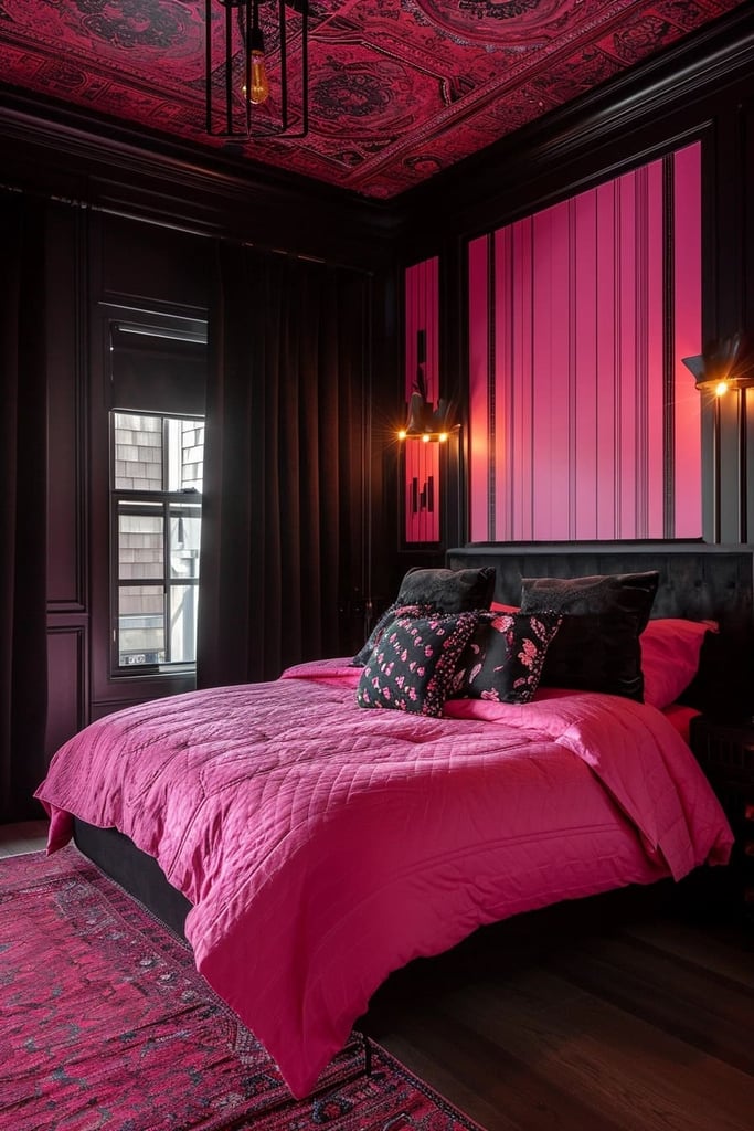 25 Edgy and Chic Pink and Black Bedroom Ideas