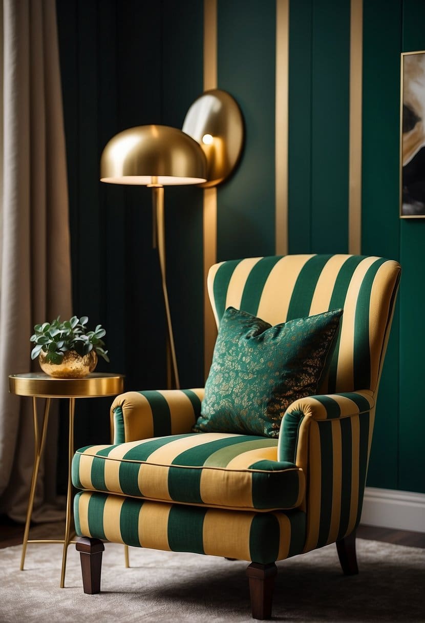 27 Stunning Green and Gold Living Room Combinations