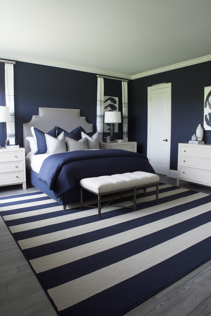 25 Dreamy Navy Blue and Grey Bedroom Ideas You'll Fall in Love With