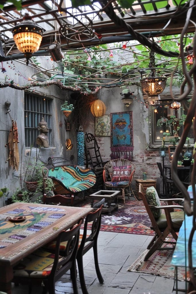 View of 52 Bohemian Patio Ideas to Turn Your Outdoor Space into a Free-Spirited ...