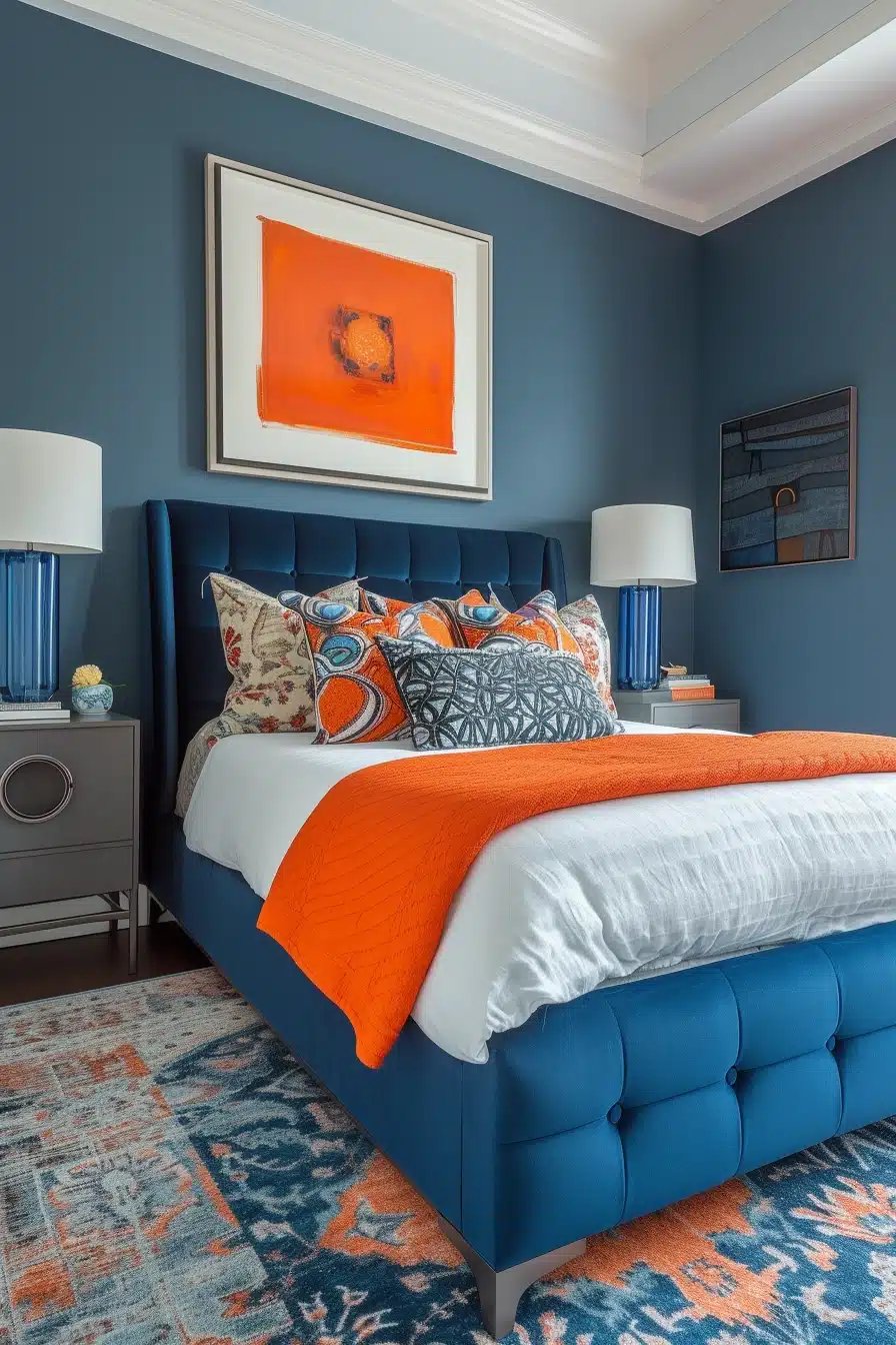 24 Orange and Blue Bedroom Ideas For a Bold Look