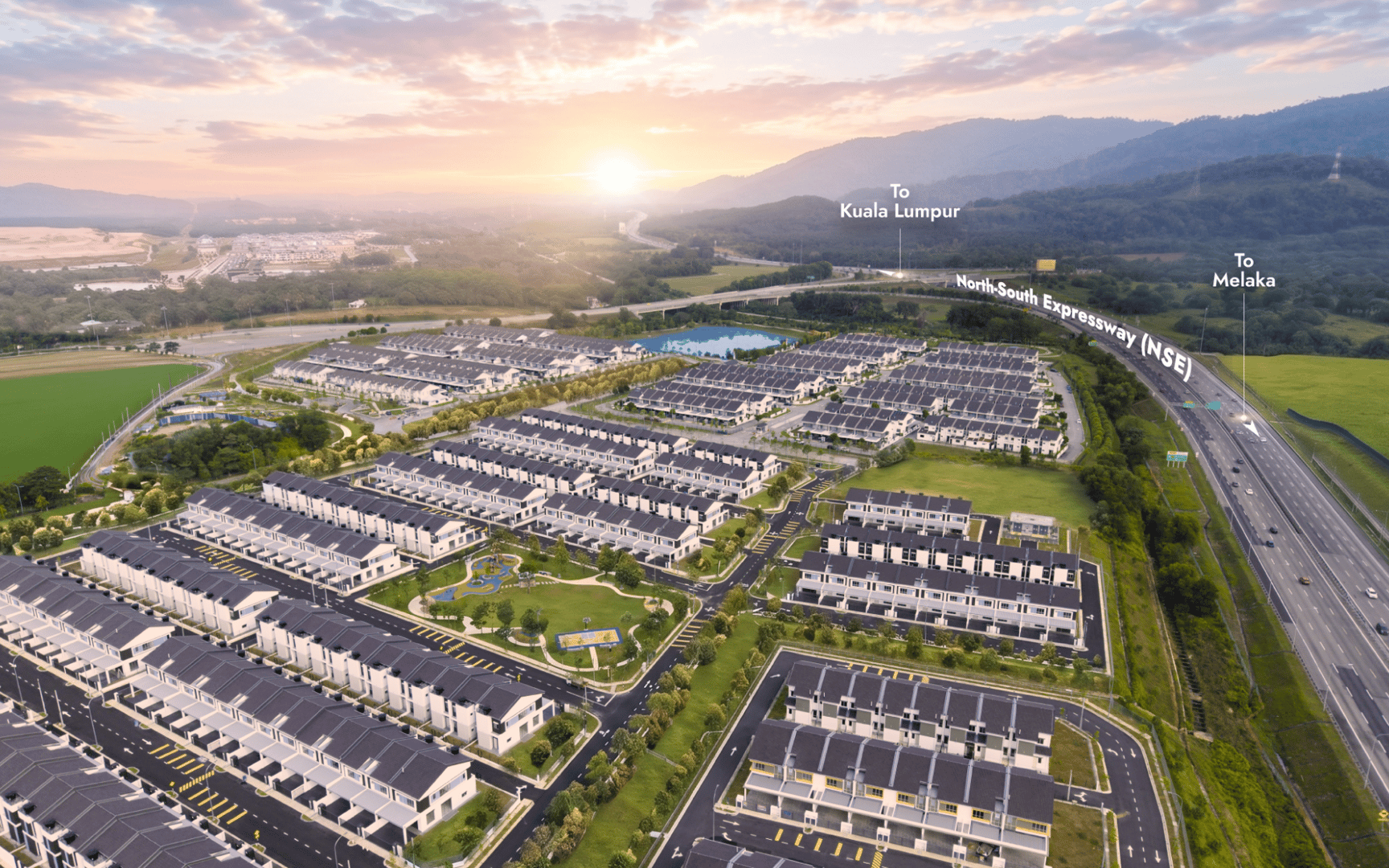 Aerial view of Avira Hills in Bandar Ainsdale