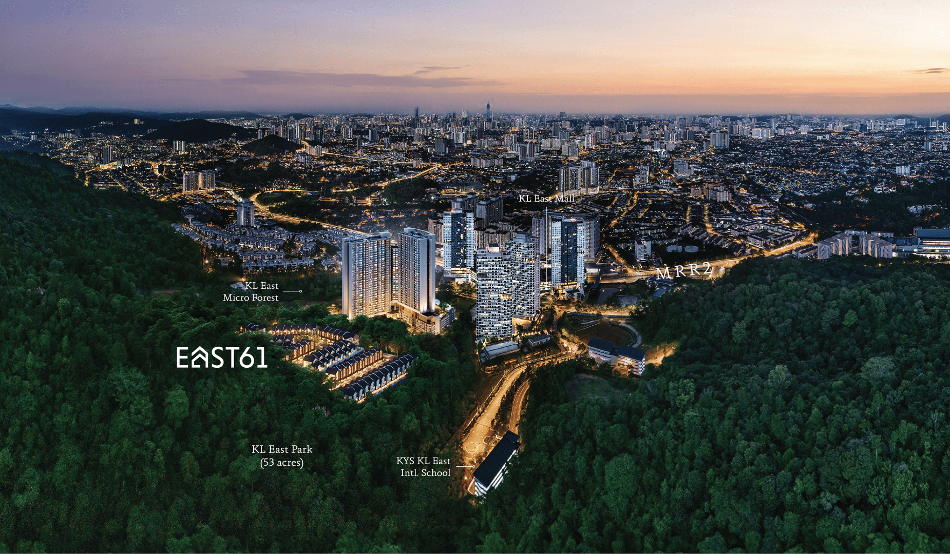 Evening Panoramic View of KL East Masterplan and Kuala Lumpur Skyline