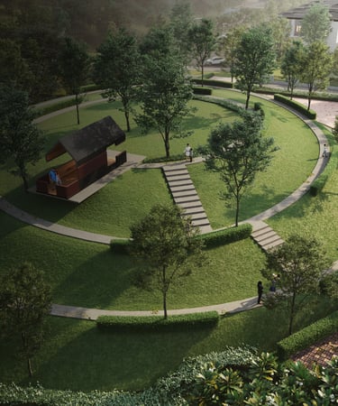 Mobile artist’s impression of ridge hills and lookout pavilion