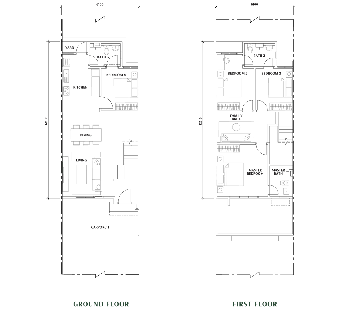 Serenia Baleria Type A1 double-storey terrace house floor plan