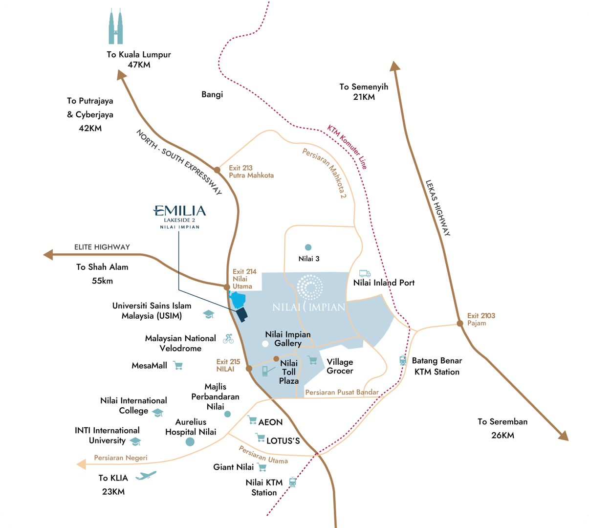 Emilia Lakeside location map