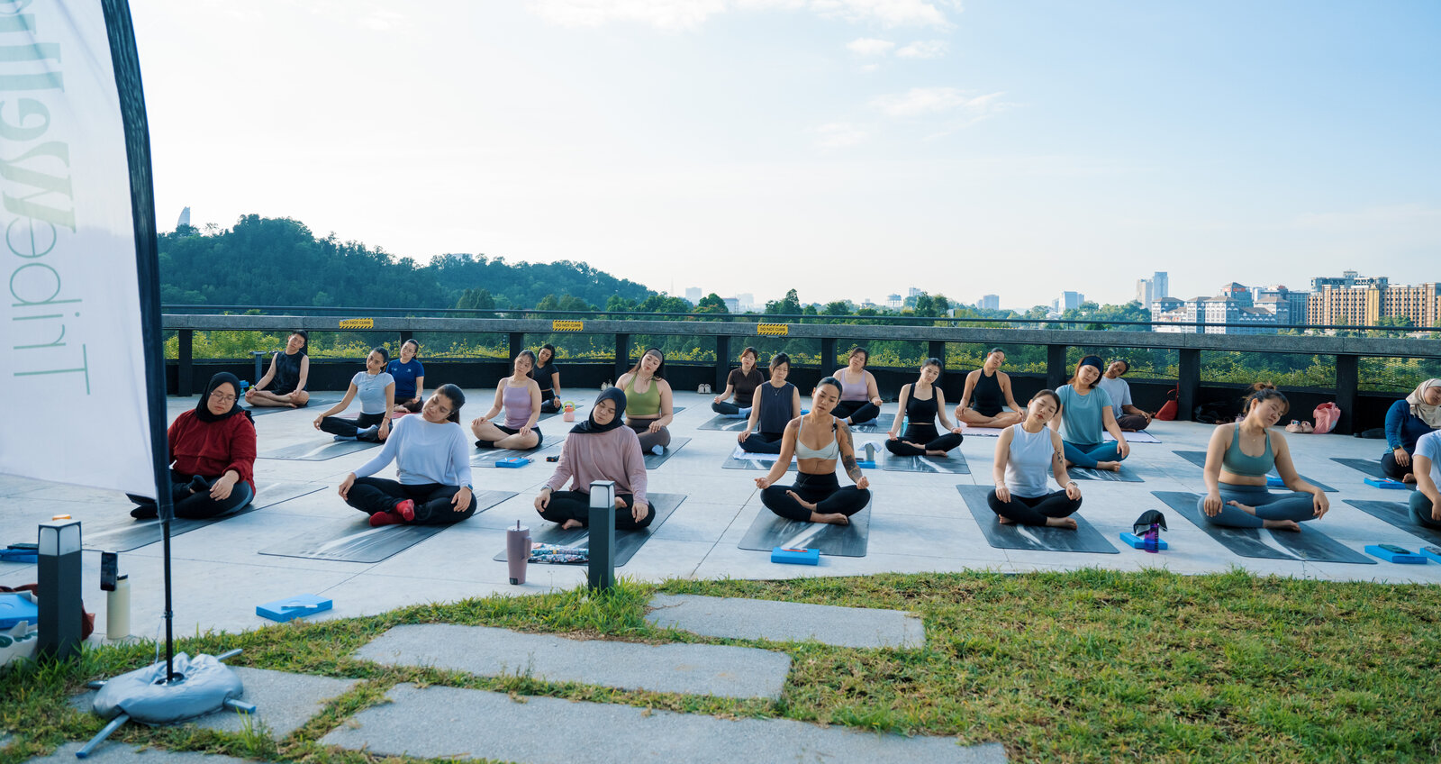 Rooftop yoga session at KLGCC Mall
