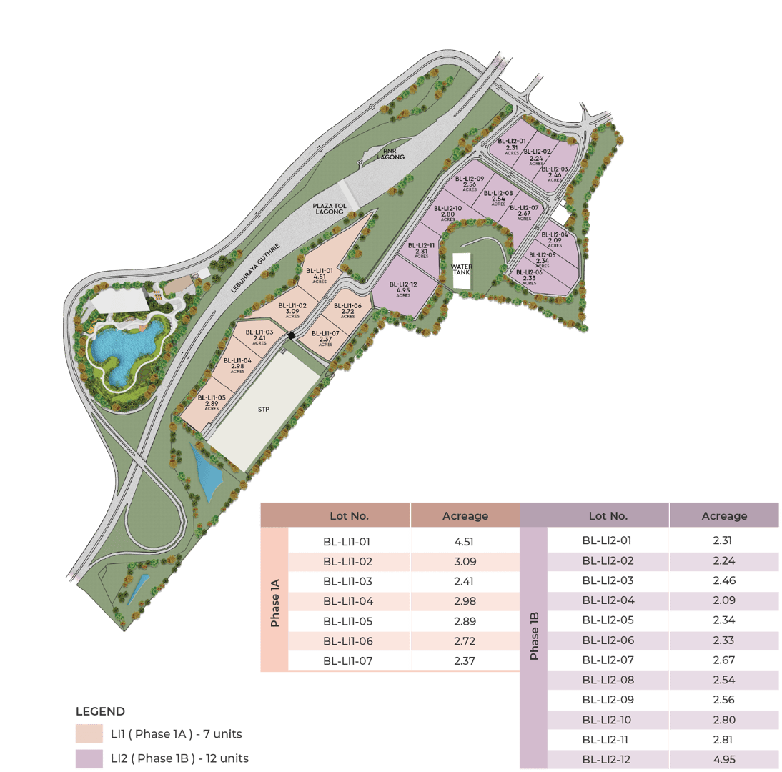 Desktop siteplan layout of Elmina Business Park 2