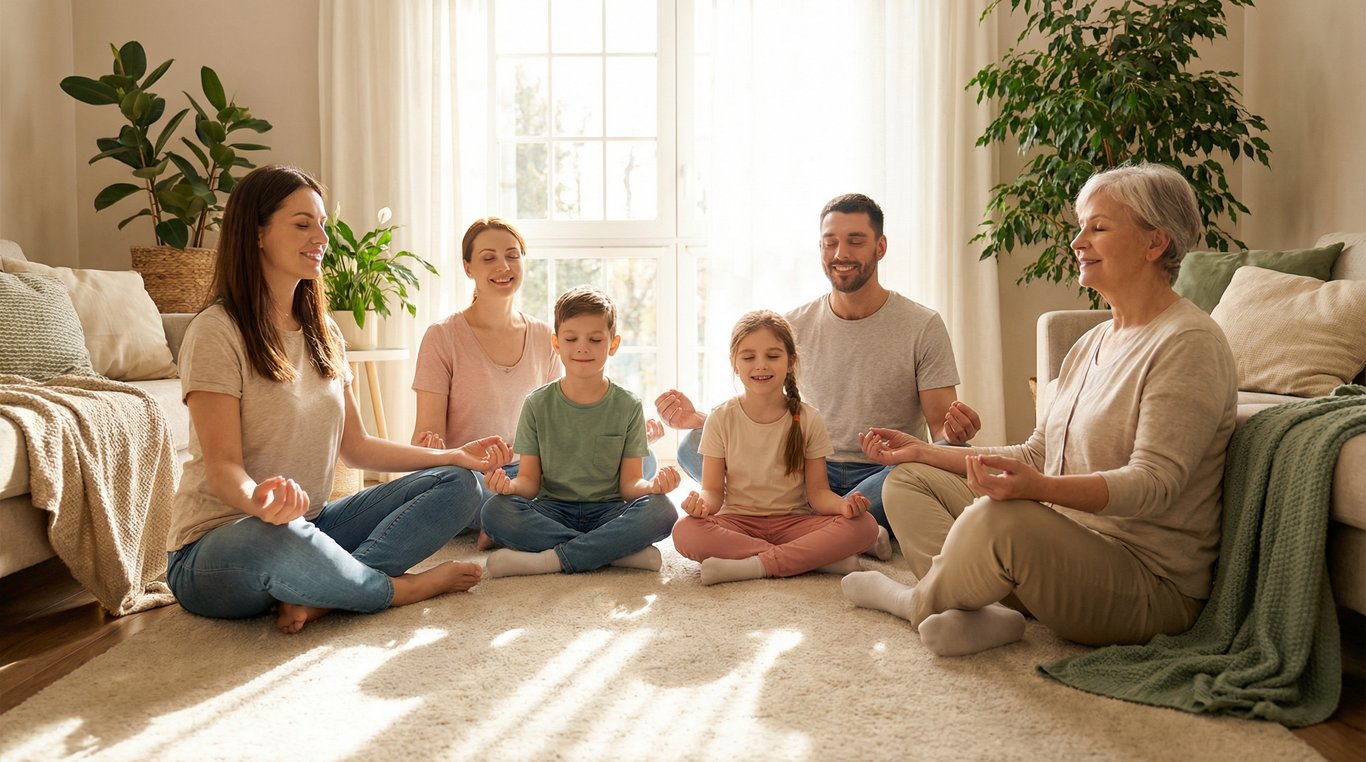 Parent et enfant pratiquant la méditation ensemble