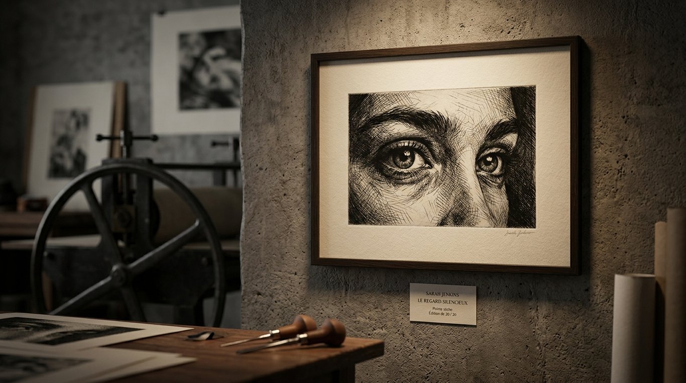 Pointe sèche portrait contemporain