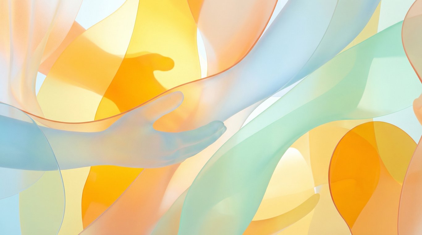 Illustration abstraite d'une enveloppe stylisée formée par des ondes lumineuses et des dégradés de couleurs fluides