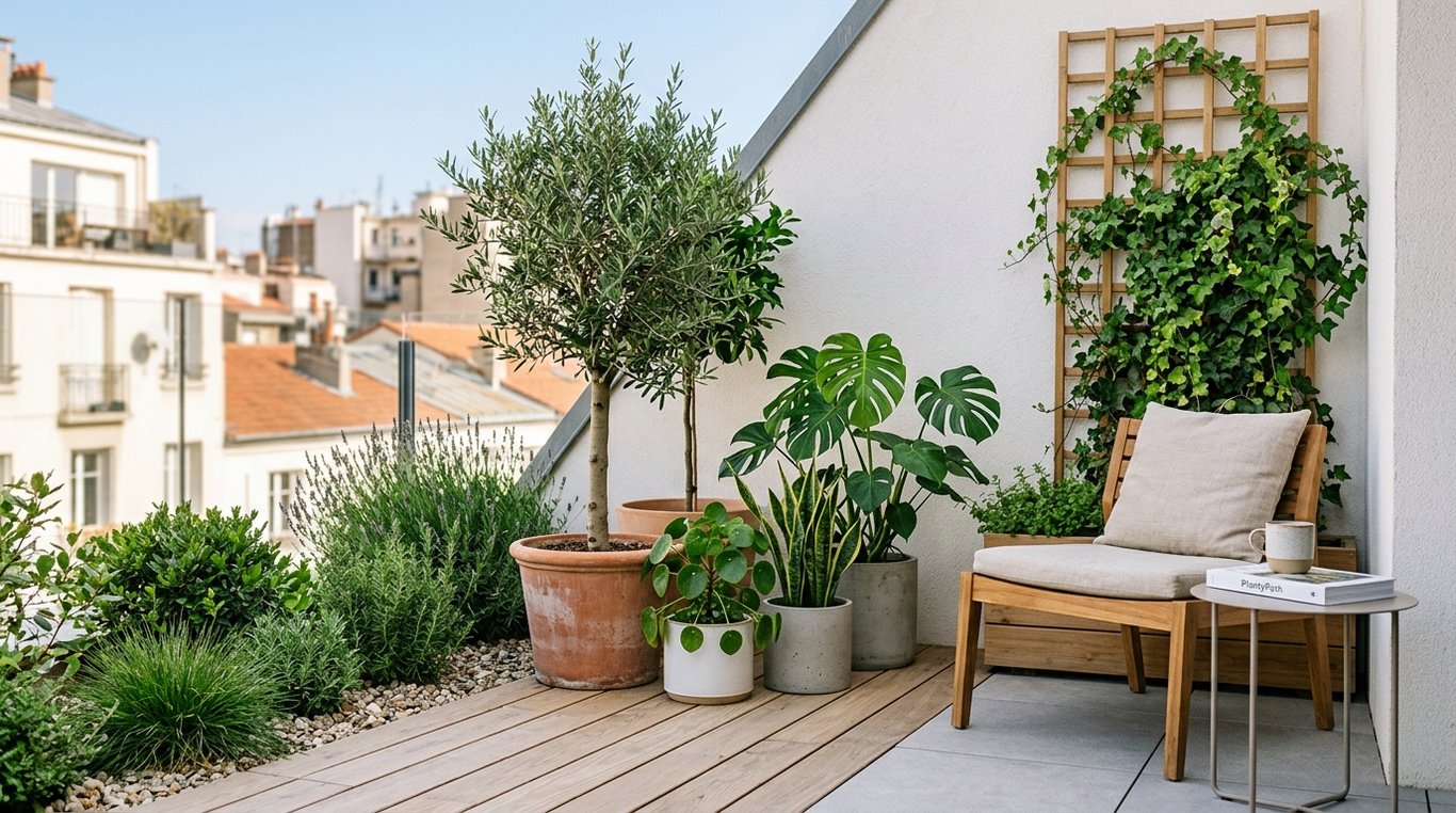 Jardin urbain minimaliste avec pas japonais