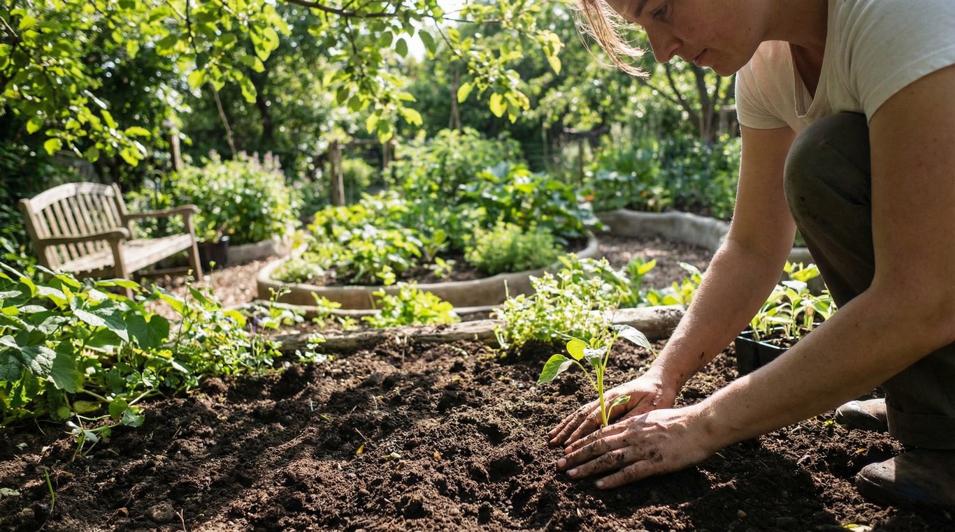 Mains tenant de la terre riche et fertile