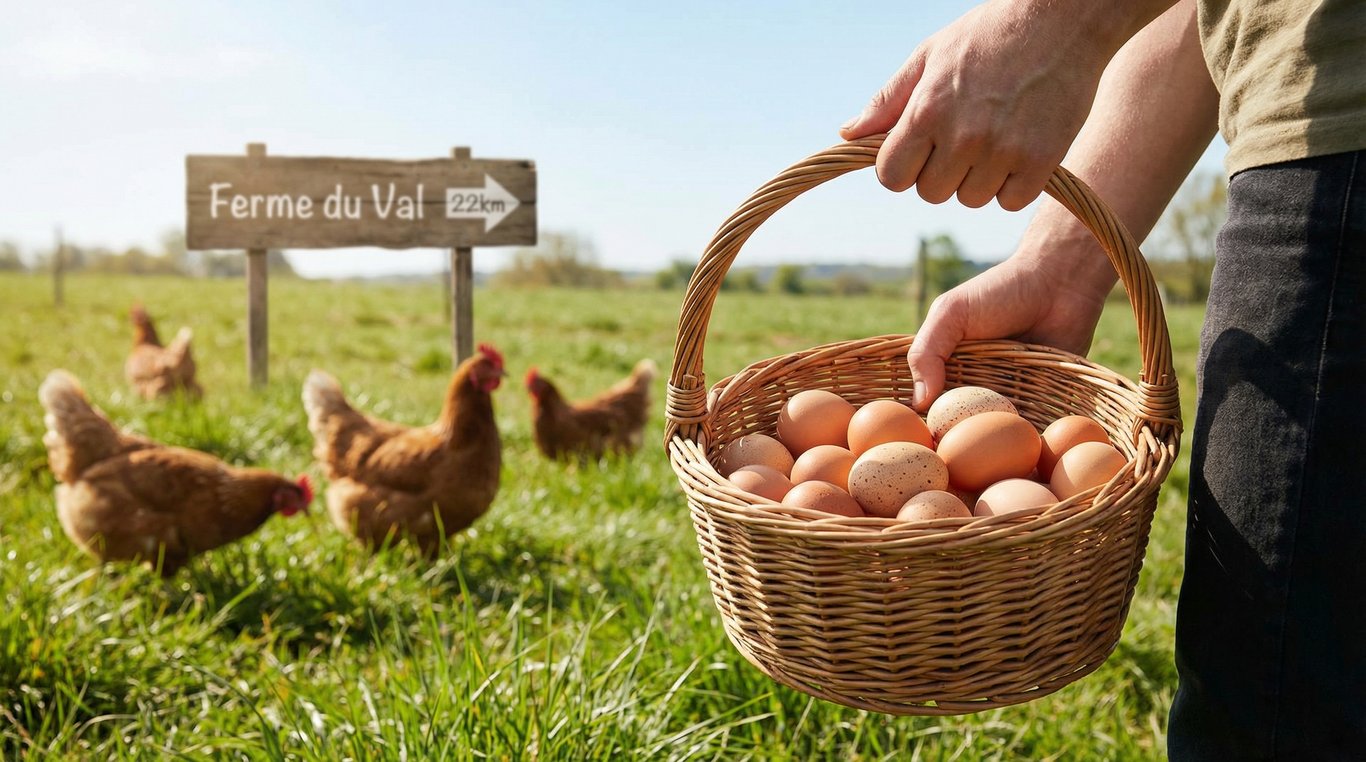 Sophie tenant un plateau d'oeufs