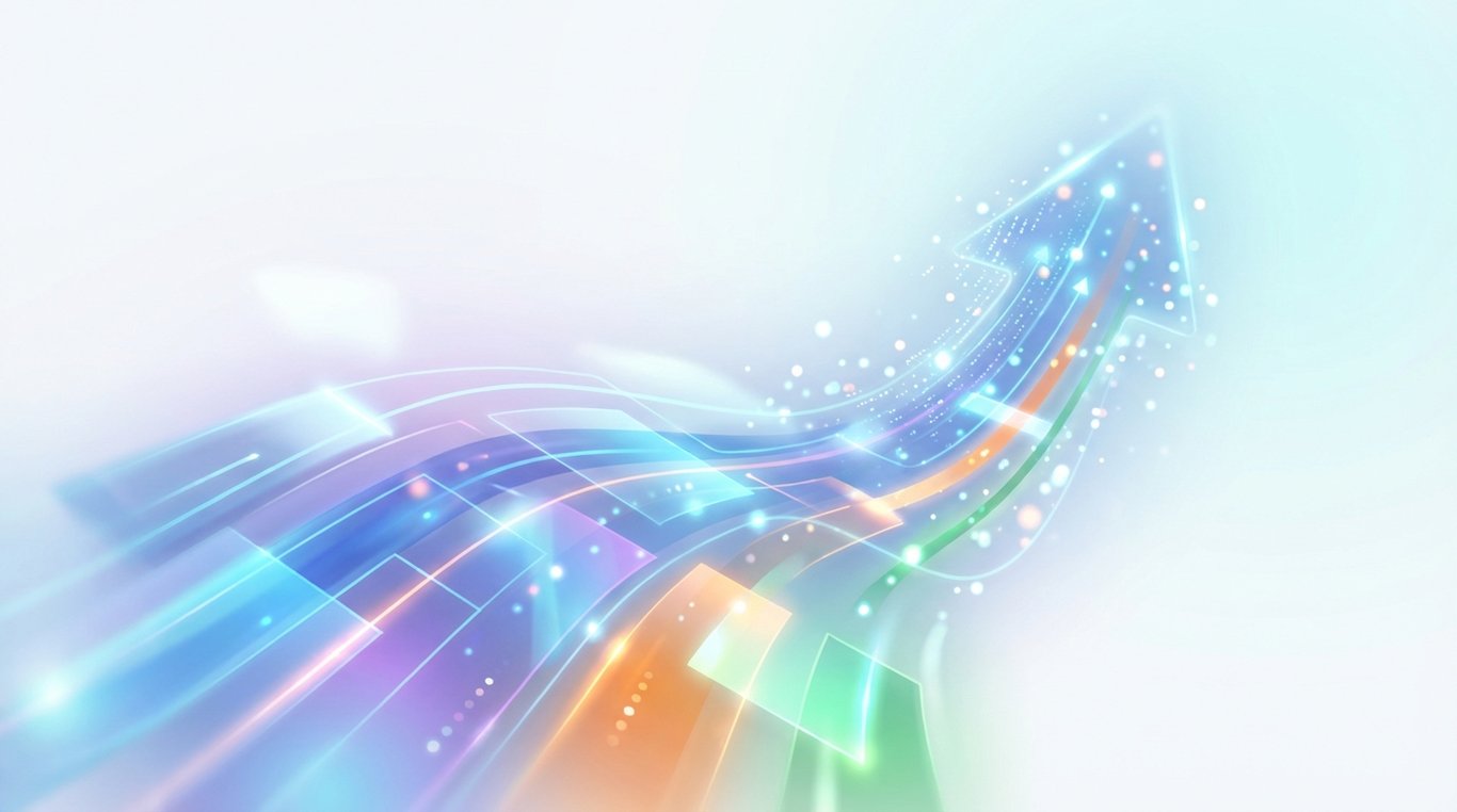 Représentation abstraite de cloud computing et intégration logicielle avec nœuds lumineux connectant différents départements d’entreprise