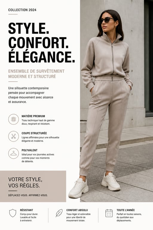 Femme portant un survêtement tendance pour un look urbain et élégant