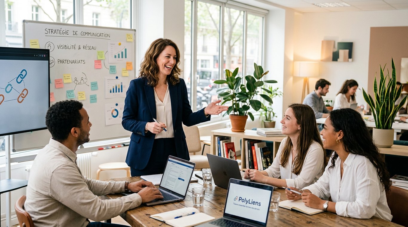 Sophie Dubois, responsable communication, souriante