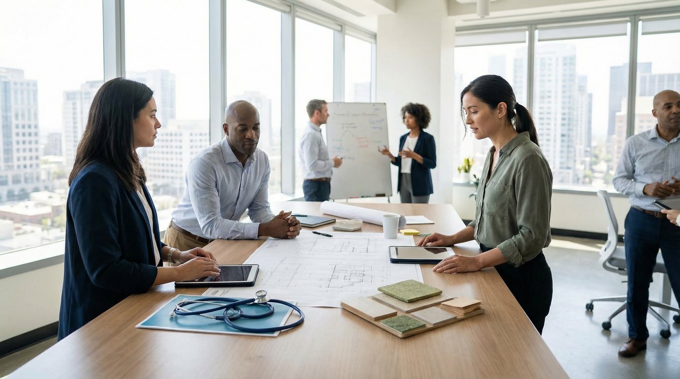 Close-up sur des mains professionnelles analysant des graphiques de croissance sur une tablette numérique, environnement de bureau sobre