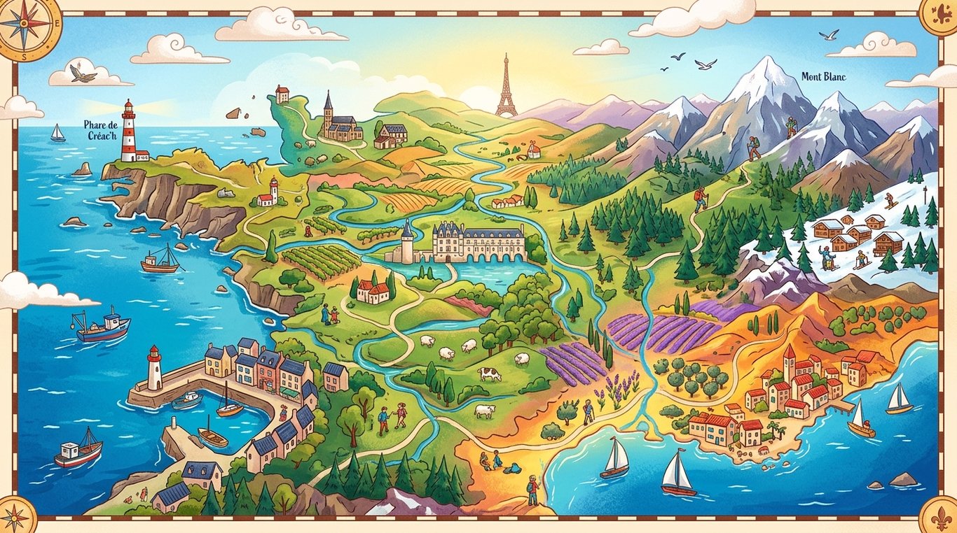 Carte ancienne et moderne de l'Europe illustrant les régions culturelles