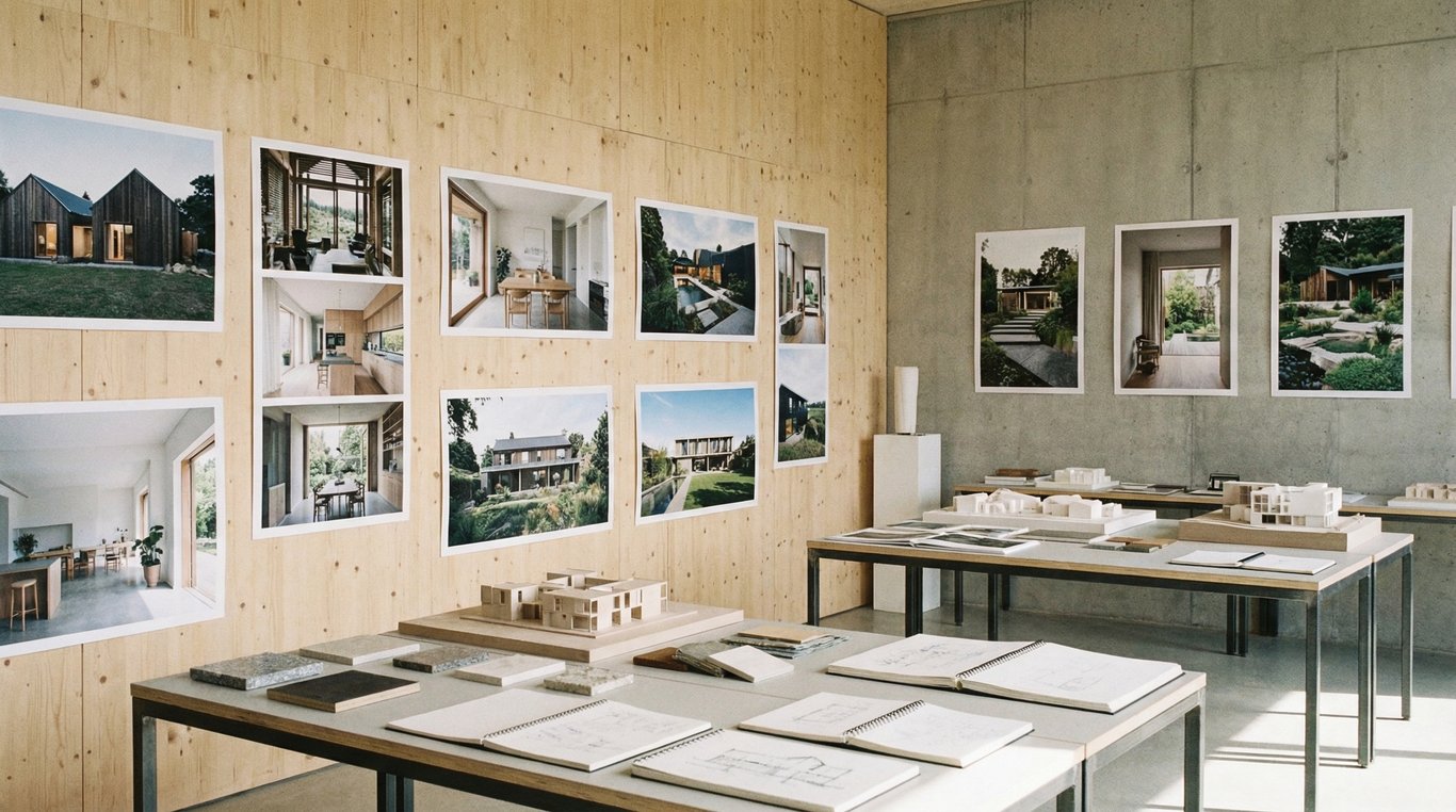 Salle de réunion avec tableau blanc rempli de schémas stratégiques et post-its, focus sélectif